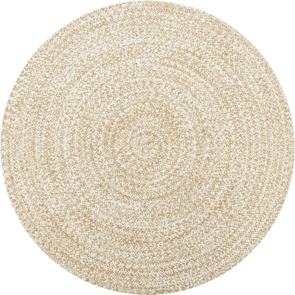  VidaXL Teppich Handgefertigt Jute Weiß Und Natur 120 Cm
