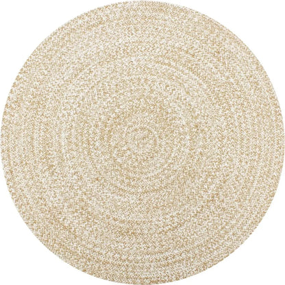  VidaXL Teppich Handgefertigt Jute Weiß Und Natur 120 Cm
