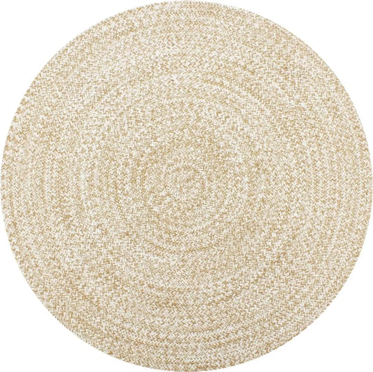  VidaXL Teppich Handgefertigt Jute Weiß Und Natur 120 Cm