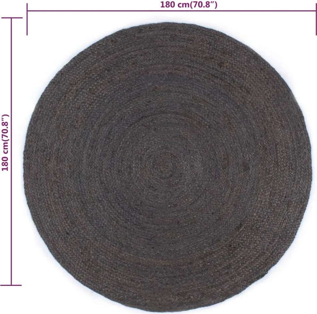  VidaXL Teppich Handgefertigt Jute Rund 180 Cm Dunkelgrau