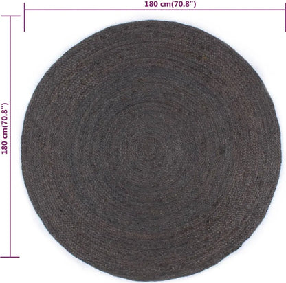  VidaXL Teppich Handgefertigt Jute Rund 180 Cm Dunkelgrau