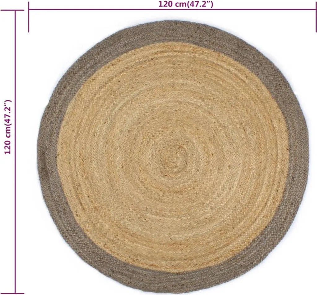  VidaXL Teppich Handgefertigt Jute Mit Grauem Rand 120 Cm