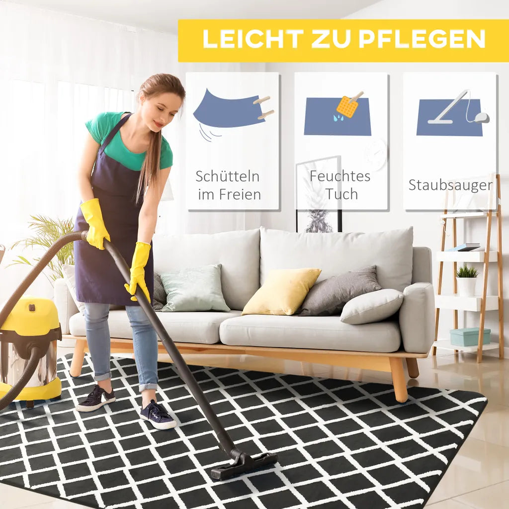  HOMCOM Flauschiger Teppich Kurzflor Anti-Rutsch Unterseite Für Wohnzimmer Schlafzimmer Modern Grau 160 X 230 Cm