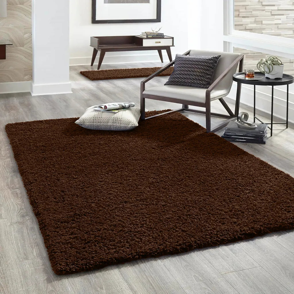  Hochflor Teppich Prime Shaggy Langflor Wohnzimmer Schlafzimmer Modern , Farbe:Braun, Maße:70x250 Cm