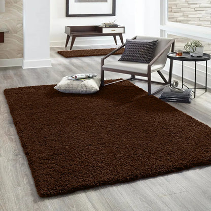 Hochflor Teppich Prime Shaggy Langflor Wohnzimmer Schlafzimmer Modern , Farbe:Braun, Maße:70x250 Cm