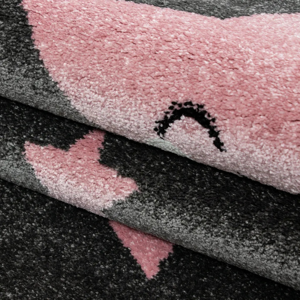  Wunderschöne Kinderteppiche, Teppich Mit Stern Motiv Rund /Quadratstich, Größe:Ø 120 Cm Rund, Farbe:Pink
