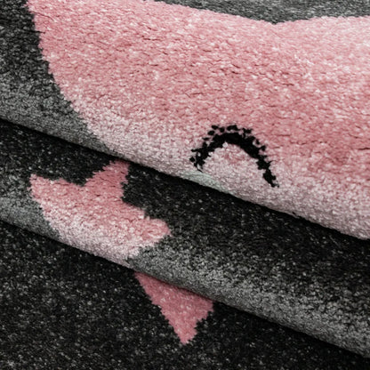  Wunderschöne Kinderteppiche, Teppich Mit Stern Motiv Rund /Quadratstich, Größe:Ø 120 Cm Rund, Farbe:Pink