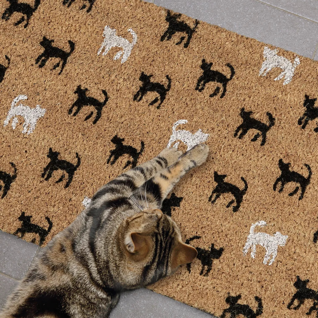  Relaxdays Fußmatte Kokos Mit Katzen