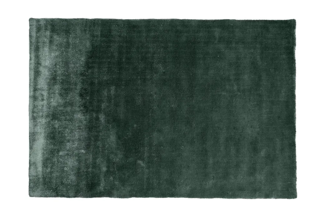  Moderner Kurzflor Teppich HEAVEN XXL 350x250cm Dunkelgrün Viskose-Optik