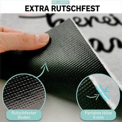 WELLMODA® Fussmatte I Hereinspaziert I Waschbar & Rutschfest I Fußmatte Für Aussen & Innen I Türmatte & Türdeko, In 40x60 Cm & Grau