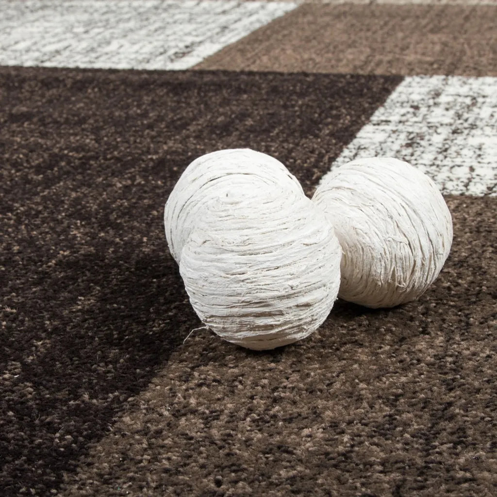  Teppich Für Das Wohnzimmer Kariert Modern Braun Beige Creme Meliert Größe 160x230 Cm