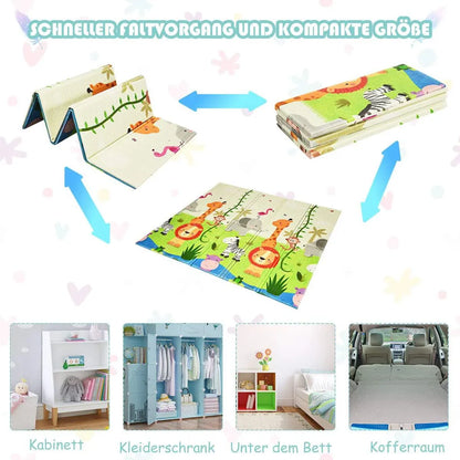  COSTWAY Baby Spielmatte Faltbar, Babymatte Doppelseitig, Krabbelmatte Aus XPE Material, Krabbeldecke, Spielteppich Für Babys, S?uglinge Und Kleinkinder, 200 X 180 Cm Grün