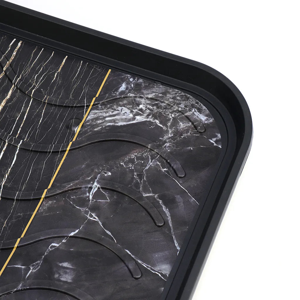  Deco Schuhablage Schuhabtropfschale Schuhtablett Schuhwanne Matte 38 X 75 Cm MARBLE BLACK Stein-Optik Marmor-Motiv