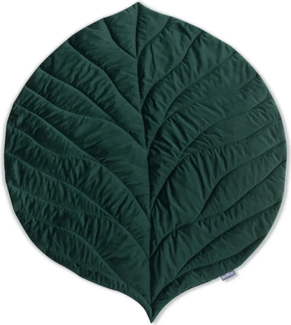 Bellochi Spielmatte Für Baby Und Kinder - Dunkelgrün - 138x120 Cm - Universal Spielteppich Zum Krabbelnlernen - Für Innen- Und Außenbereich - Weiches Veloursstoff - Blattform