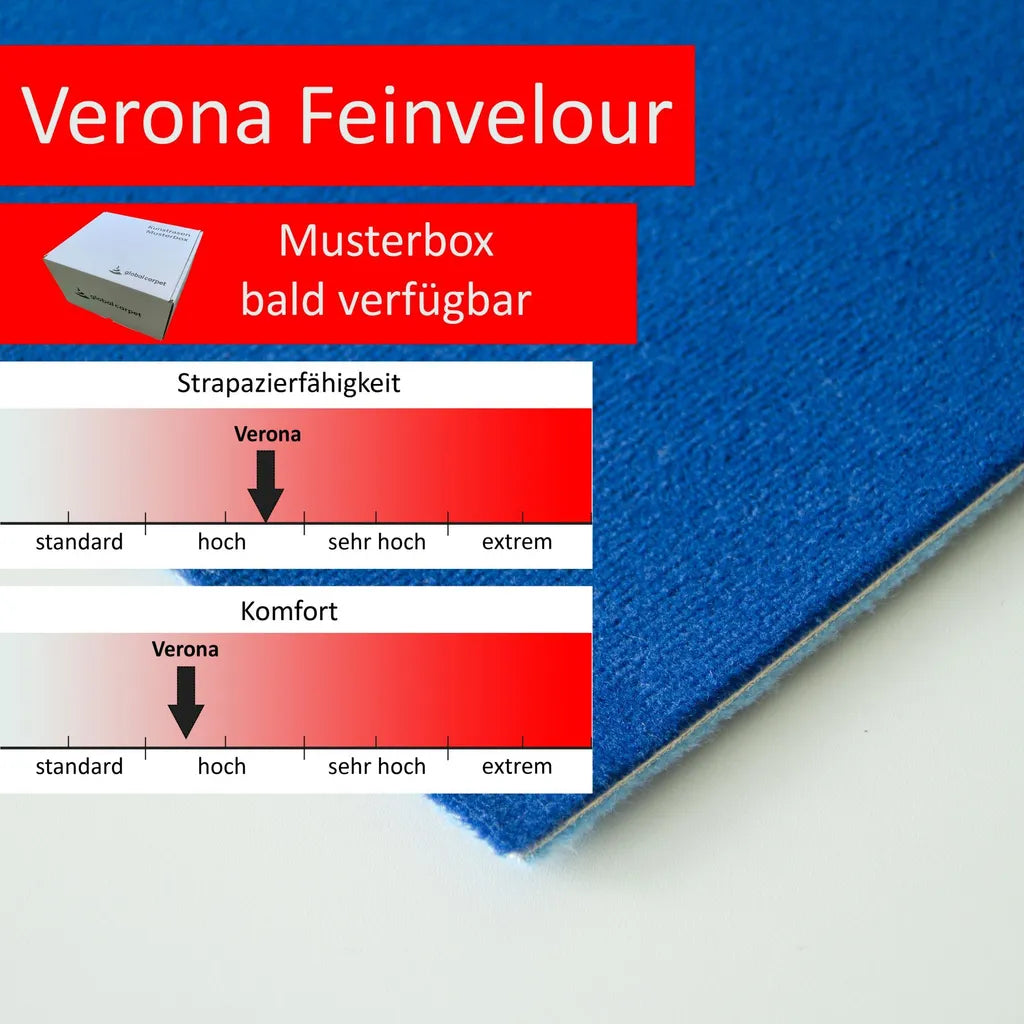  Steffensmeier Velours Teppichboden Verona Meterware | Auslegware Für Kinderzimmer Wohnzimmer Schlafzimmer | Dunkelblau, Größe: 100x200 Cm