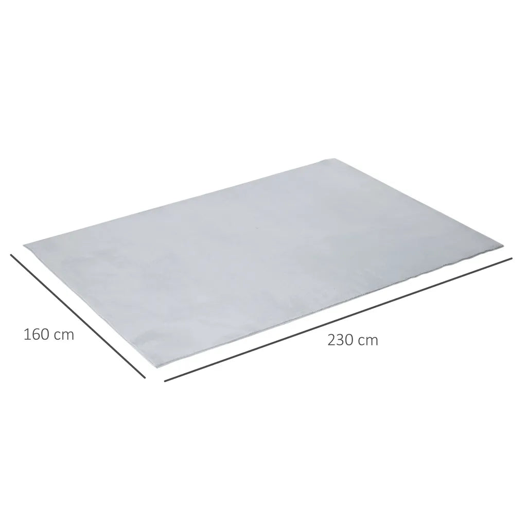  HOMCOM Flauschiger Teppich Kurzflor Anti-Rutsch Unterseite Für Wohnzimmer Schlafzimmer Modern Grau 160 X 230 Cm