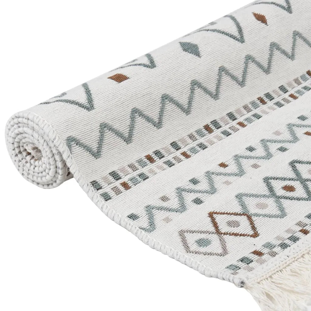  VidaXL Teppich Beige Und Blau 100x200 Cm Baumwolle