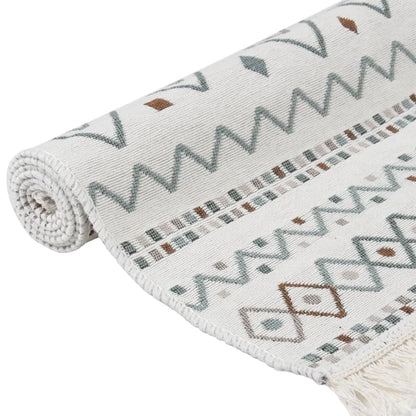  VidaXL Teppich Beige Und Blau 100x200 Cm Baumwolle