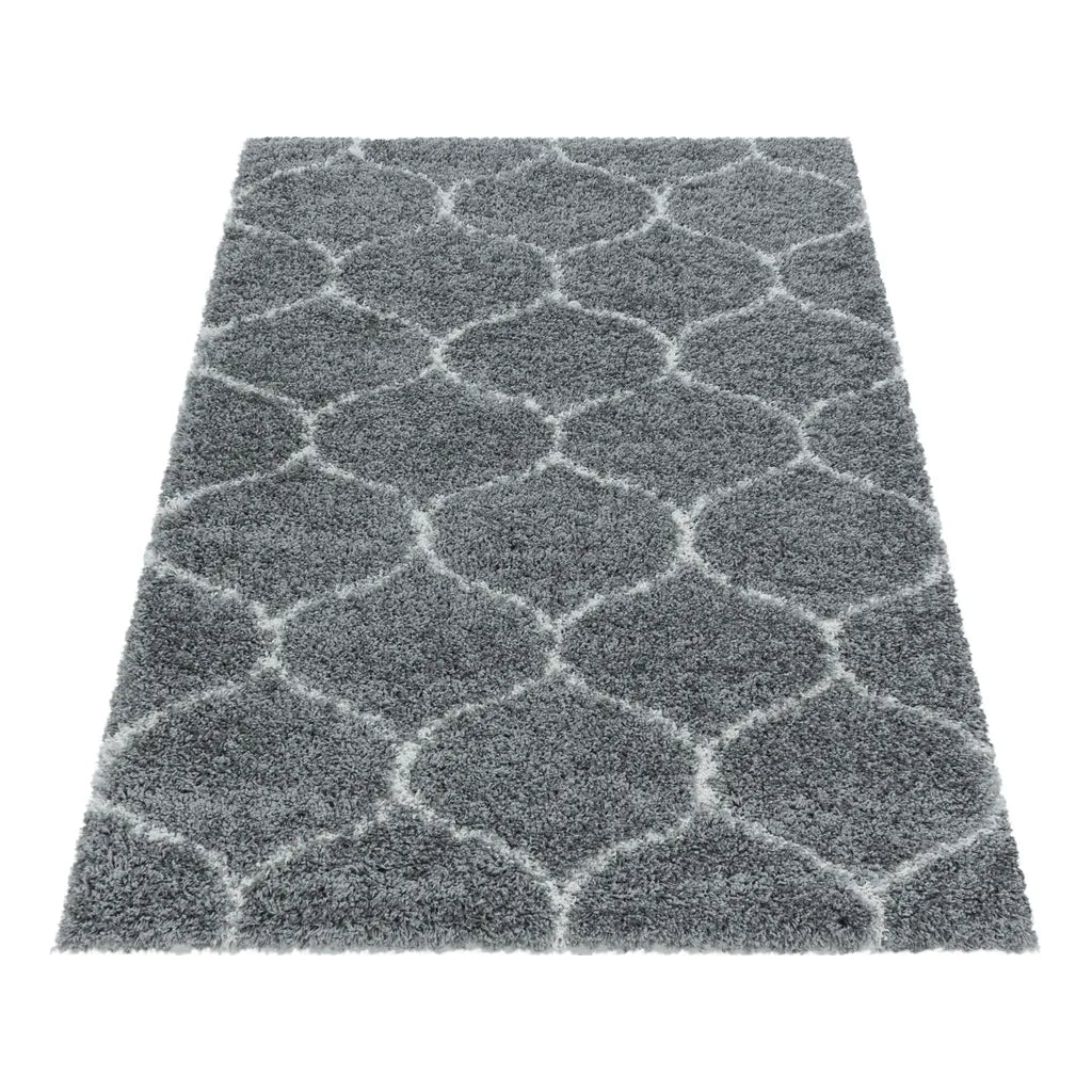  Wohnzimmerteppich,hochflor Shaggy,designer Teppich,Kachel Muster,Farbe:Rosa, Farbe:GRAU, Grösse:240 Cm X 340 Cm