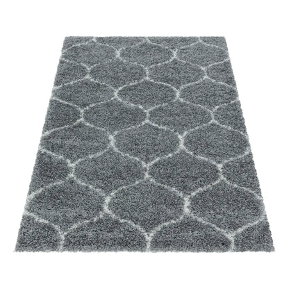  Wohnzimmerteppich,hochflor Shaggy,designer Teppich,Kachel Muster,Farbe:Rosa, Farbe:GRAU, Grösse:240 Cm X 340 Cm