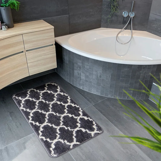  Badematte Badezimmerteppich Rutschhemmend Marrakesch Schwarz 50 X 80 Cm