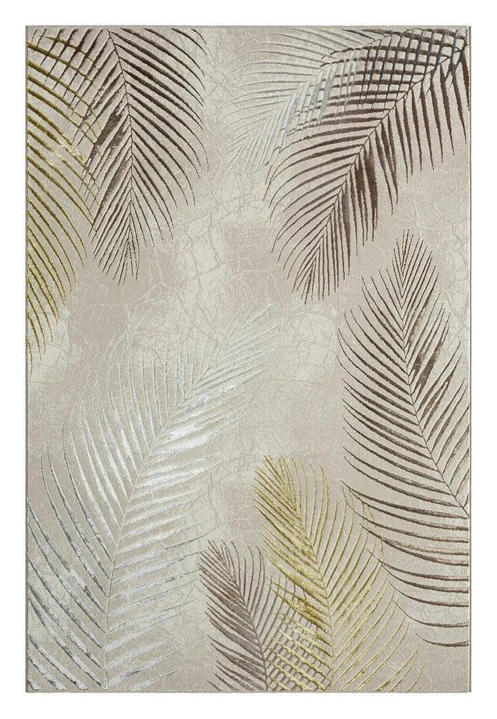  Teppich - Creme - Goldfarben - 80 X 300 Cm - Mit Federmotive