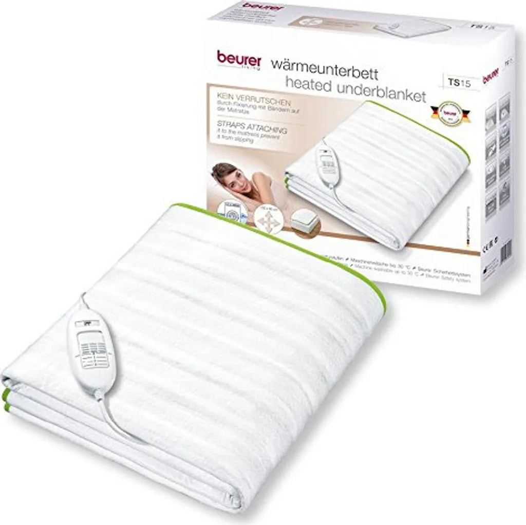  Beurer TS 15 Wärmeunterbett 150x80 Cm 3 Stufen 60W Vlies Waschbar Beleuchtet