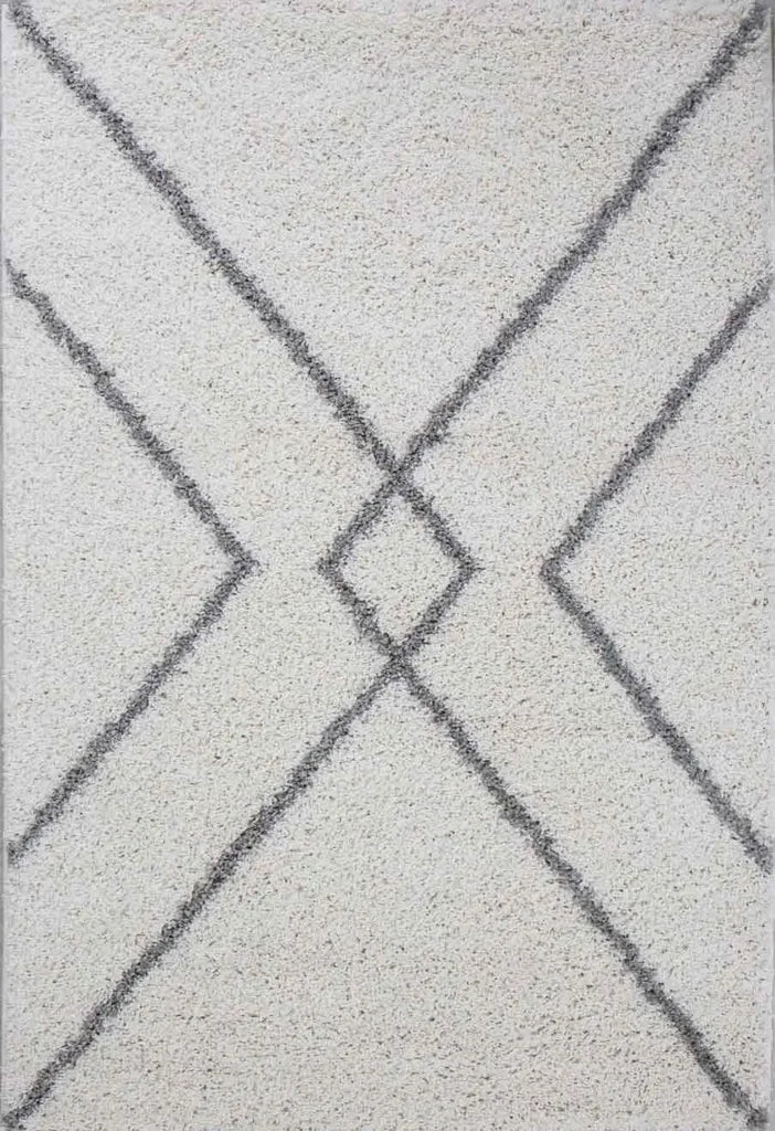  Hochflor Teppich, Weicher Wohnzimmer Shaggy Skandinavischer Stil Raute, Maße:160x220 Cm
