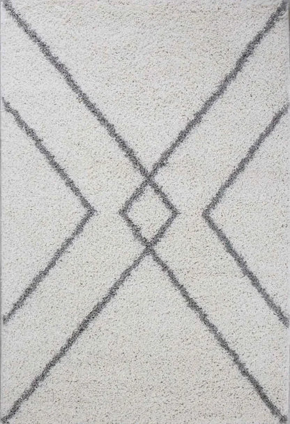  Hochflor Teppich, Weicher Wohnzimmer Shaggy Skandinavischer Stil Raute, Maße:160x220 Cm