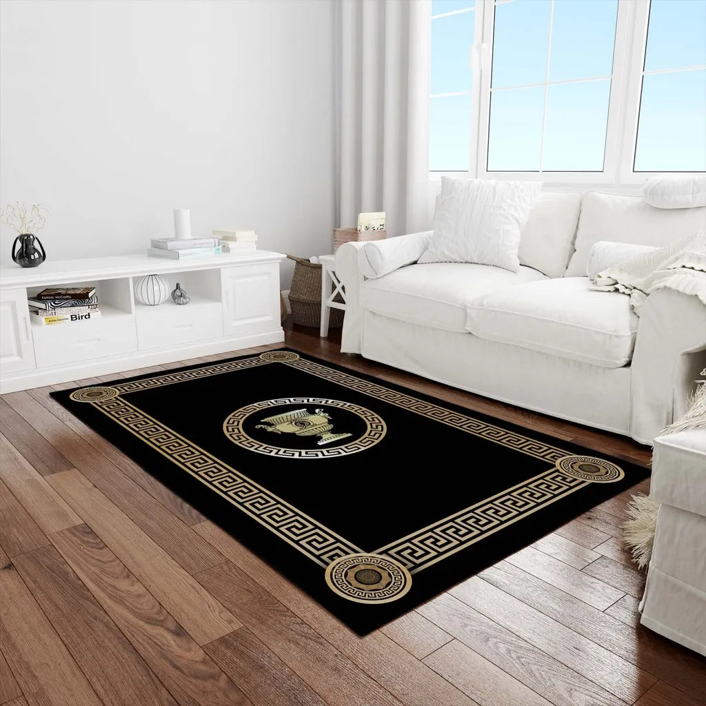  Teppich & Läufer Olymp Flach 7x Größen Schwarz & Gold 6mm HLO-JE43 160x230 Cm (3,68m²)