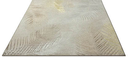  Teppich - Creme - Goldfarben - 80 X 300 Cm - Mit Federmotive