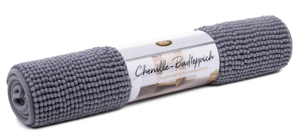  GÖZZE Chenille Badteppich 60x100 Cm Badvorleger Anti-Rutsch-Beschichtung Anthrazit