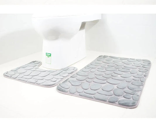  Rutschfestes Stehendes Badematten-Set, 2-teilig, Atmungsaktive Badematte Aus Memory-Schaum, Bequeme, Weiche, Saugfähige Toiletten-Badematten-Halterung,Grau