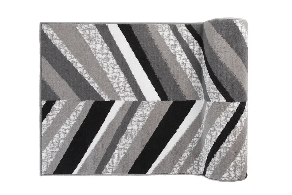  Läufer Teppich Meterware Flur Brücke Wohnzimmer Schlafzimmer Kurzflor Modern Design Meliert Grau Weiß Schwarz 80 X 190