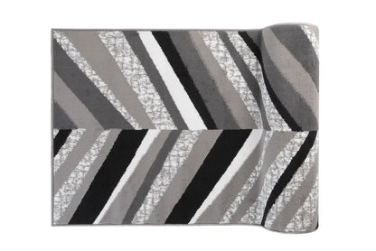  Läufer Teppich Meterware Flur Brücke Wohnzimmer Schlafzimmer Kurzflor Modern Design Meliert Grau Weiß Schwarz 80 X 190