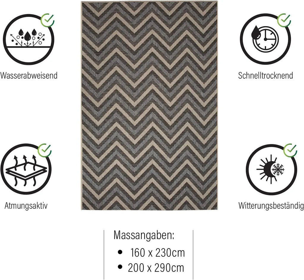  In- & Outdoor-Teppich Clyde Wetterfester Sommerteppich Moderne Designs Chevron 200x290 Cm