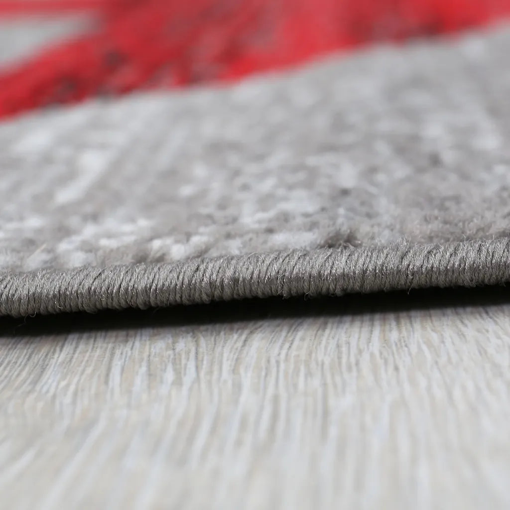 Milano9121 Rot Trendiger Kurzflor Teppich, Sternmuster, Maße:120x170 Cm
