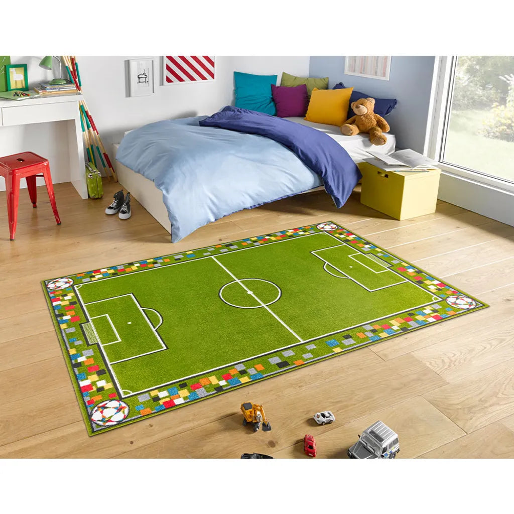  Kurzflor Kinderteppich Soccer Pitch, Größe:80x150 Cm