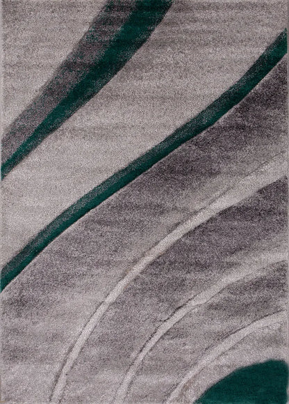  Designer Moderner Wellen Teppich Wohnzimmer Inneneinrichtung Neu Grün, Maße:200x290 Cm