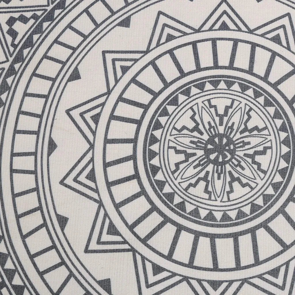  Runder Teppich 120 Cm. Teppich Rund Mit Fransen Rutschfest, Handgewebt Und Pflegeleicht - Böhmisches Mandala Muster Baumwollteppich