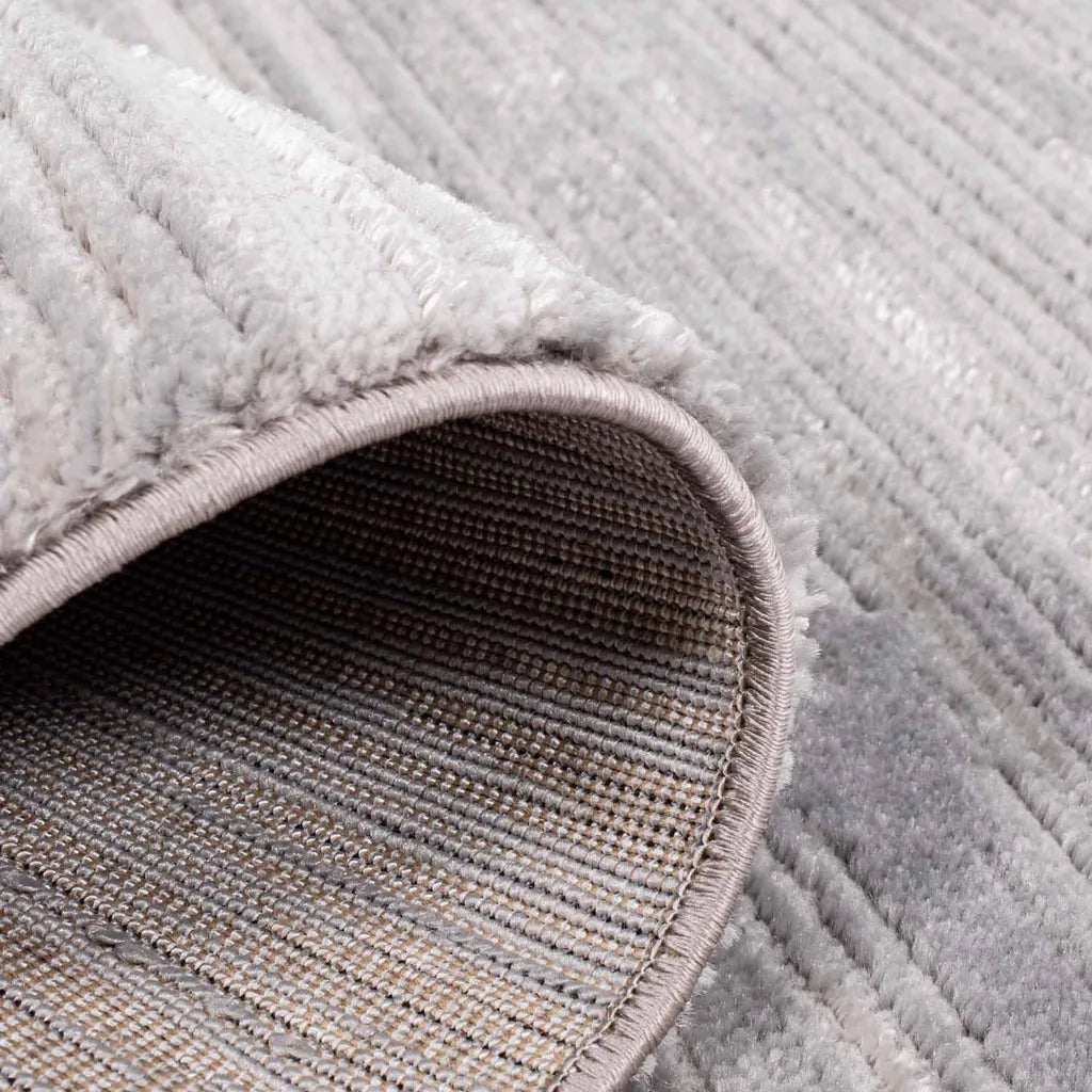  Teppich Modern Designer Flachflor Mit Streifen, Meliert, Hoch-Tief-Effekt In Grau Für Wohnzimmer Und Schlafzimmer, Größe In Cm:200 X 290 Cm