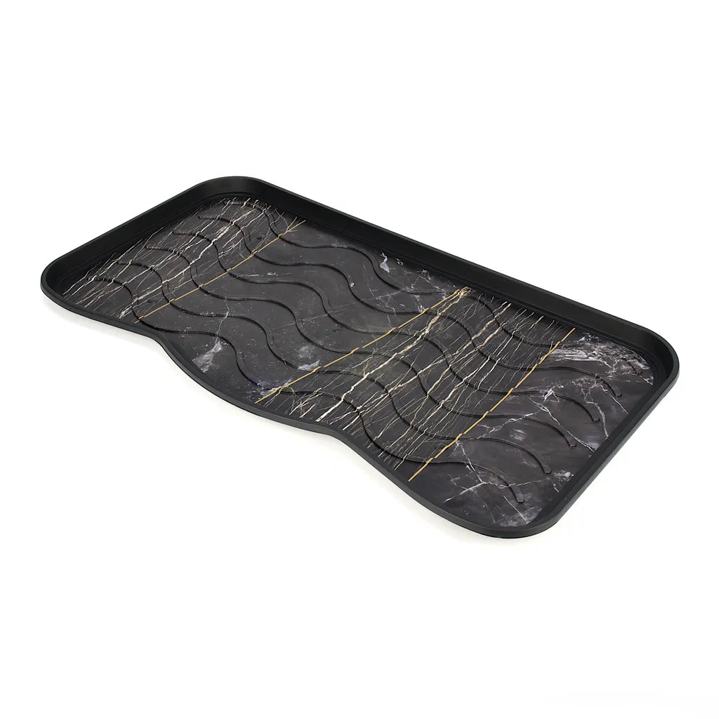  Deco Schuhablage Schuhabtropfschale Schuhtablett Schuhwanne Matte 38 X 75 Cm MARBLE BLACK Stein-Optik Marmor-Motiv