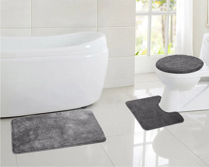  Topchances Duschvorhang Badezimmermatten-Set 3-teilig,Badematten Rutschfeste Badematte Bad Küche Carpet Fußmatten Decor Teppich (Grau, 50 X 80 Cm)