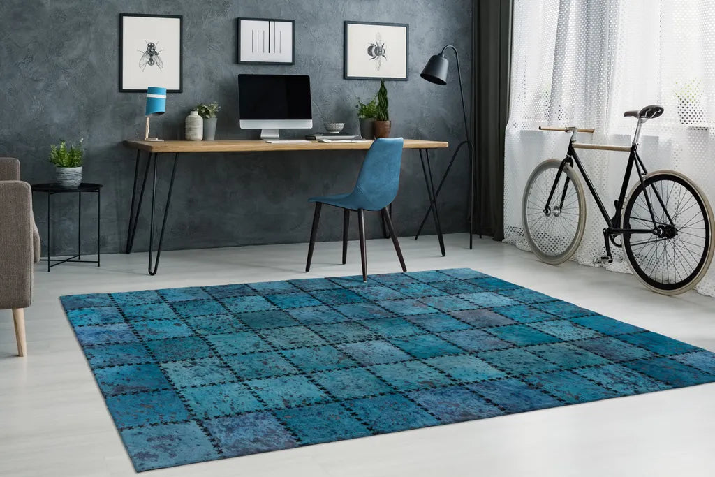  Kayoom - Leder Teppich Voila 100 Türkis Grösse: 120cm X 170cm