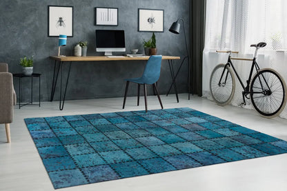  Kayoom - Leder Teppich Voila 100 Türkis Grösse: 120cm X 170cm