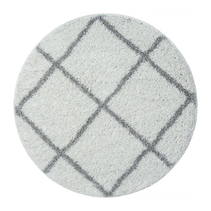  Hochflor Teppich Weicher Wohnzimmer Shaggy Skandi Design Rautenmuster Grau Creme , Maße:160x220 Cm