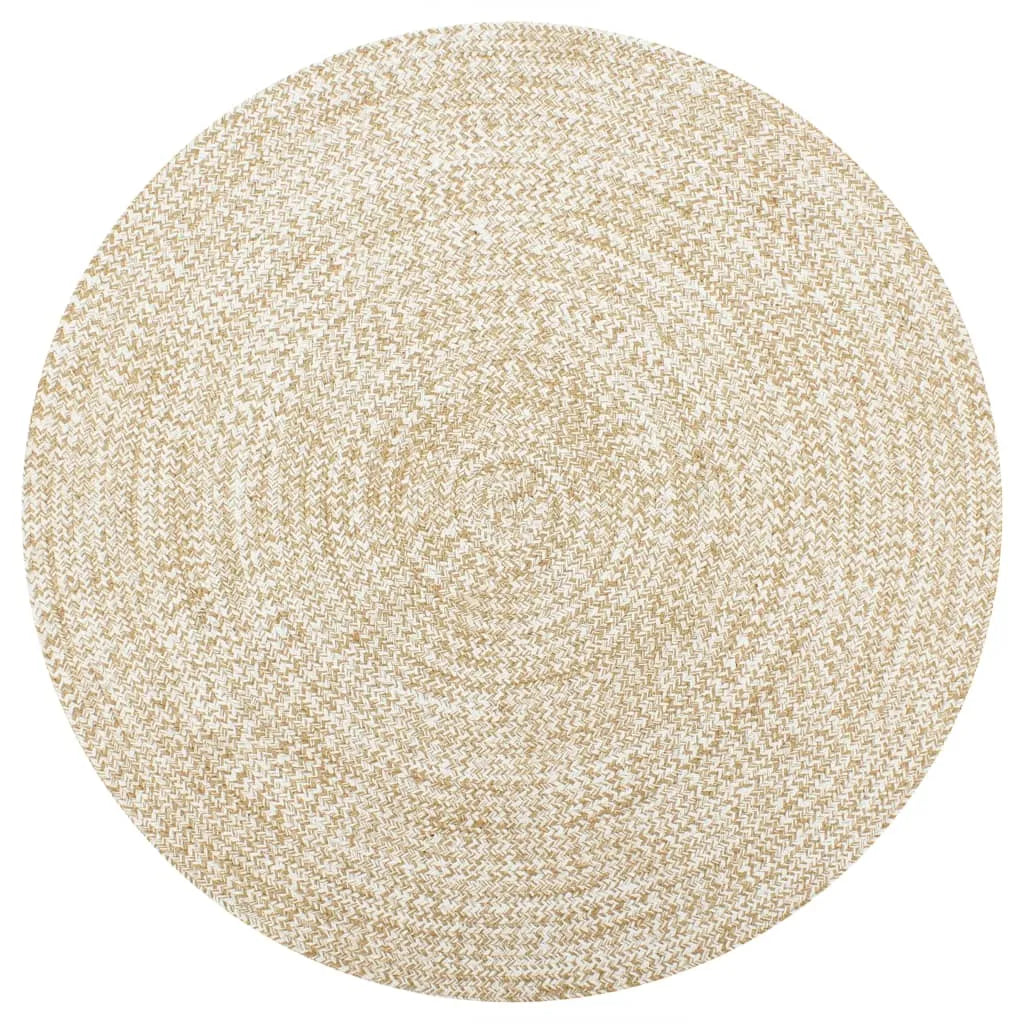  VidaXL Teppich Handgefertigt Jute Weiß Und Natur 90 Cm
