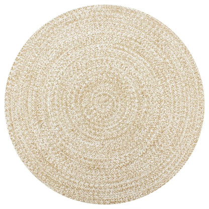  VidaXL Teppich Handgefertigt Jute Weiß Und Natur 90 Cm