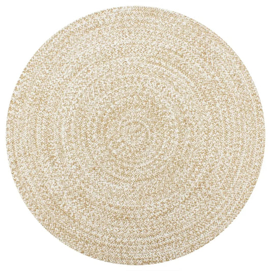  VidaXL Teppich Handgefertigt Jute Weiß Und Natur 90 Cm