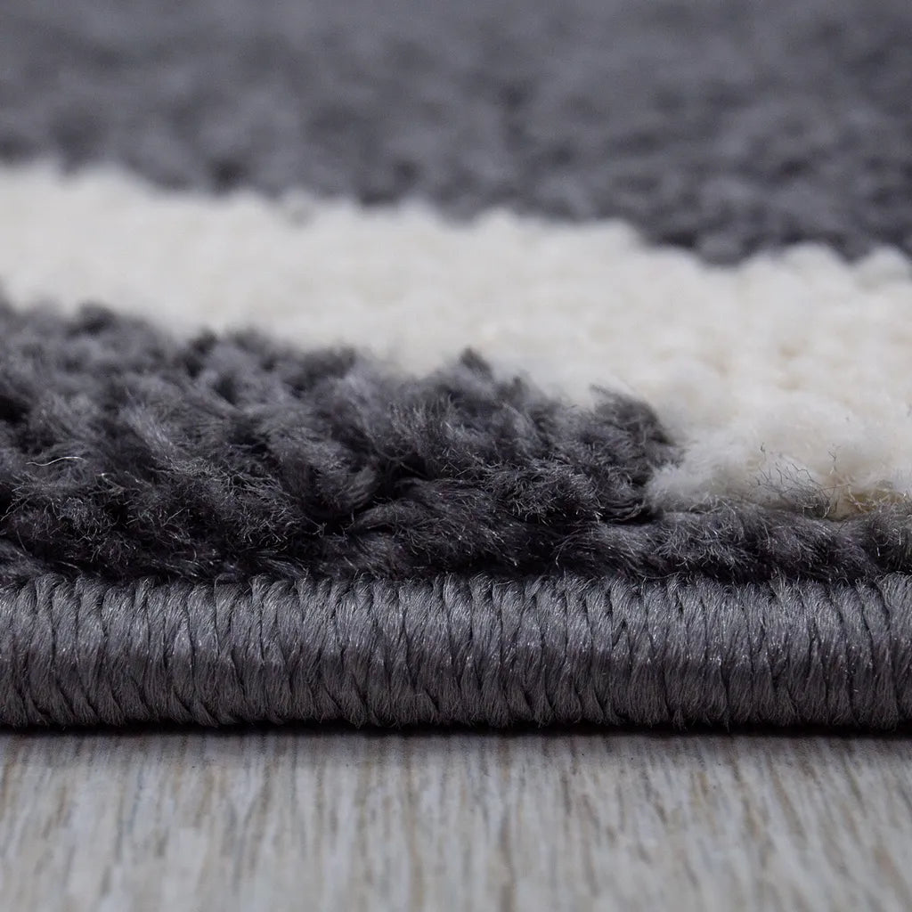  Teppich Wohnzimmer Pastellfarben Rauten Design Robust Kurzflorig In Versch. Farben, Farbe:Anthrazit, Maße:140x200 Cm